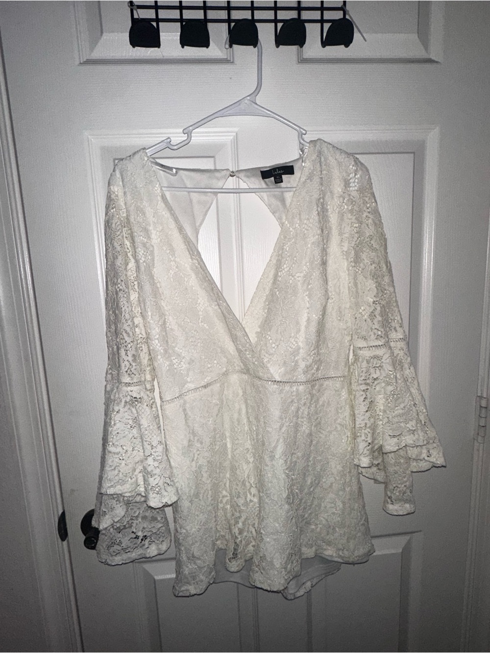 Lulus Bone Colored Bell Sleeve Romper